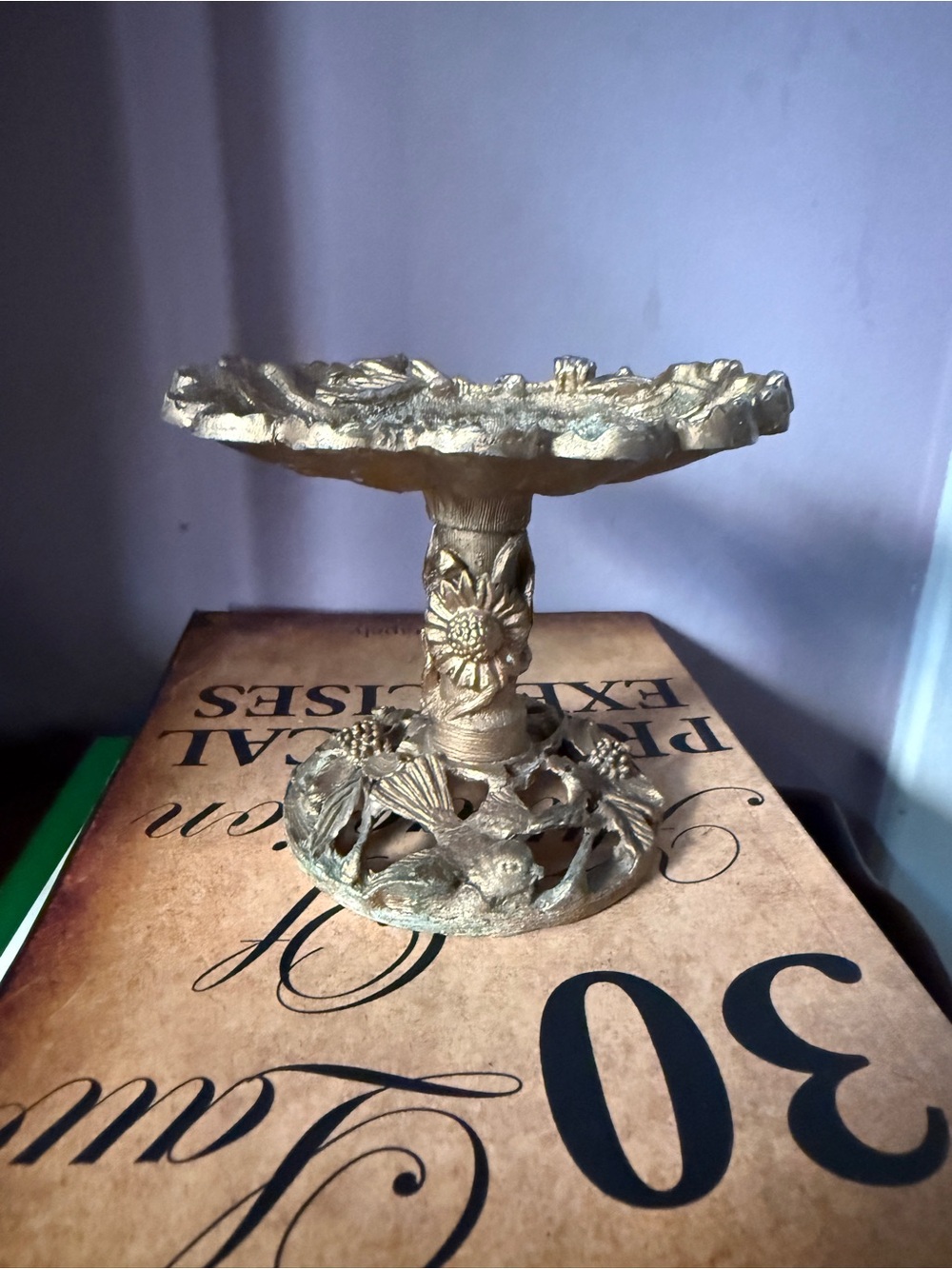 Vintage Hollywood Regency Decorative Gold Pedestal Dish